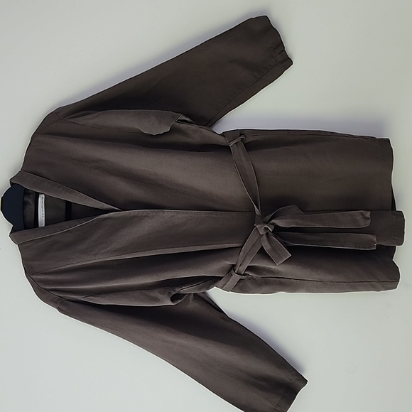 Stillwater The Ines  Olive Green Line Blend Collared Wrap Mini Dress Cardigan S - Picture 4 of 11